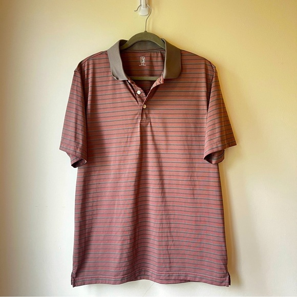 PGA Tour Men’s Striped Golf Polo Shirt Size Medium Performance Moisture Wicking - Picture 1 of 9